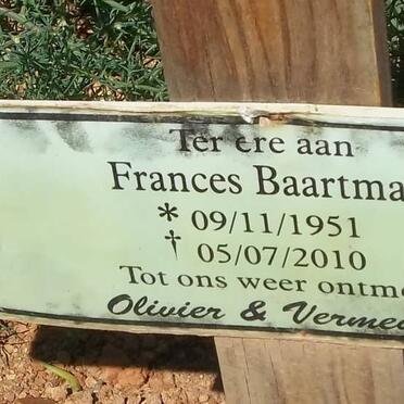 BAARTMAN Frances 1951-2010