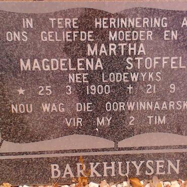 BARKHUYSEN Martha Magdelena Stoffelina nee LODEWYKS 1900-1984