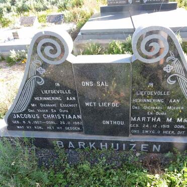 BARKHUIZEN Jacobus Christiaan 1907-1982 & Martha M.M. JONKER 1915-1990 