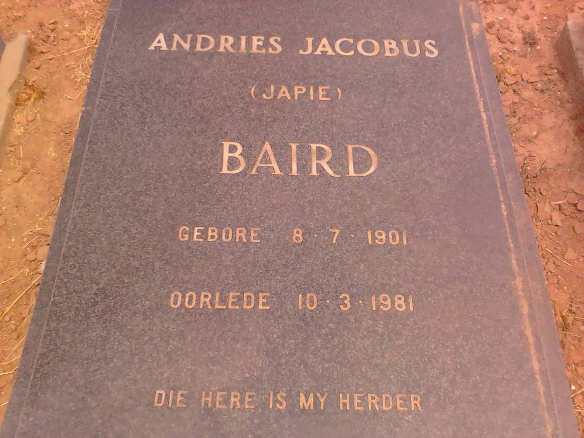 BAIRD Andries Jacobus 1901-1989