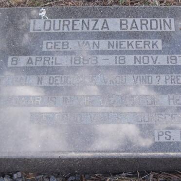 BARDIN Lourenza nee VAN NIEKERK 1898-1978