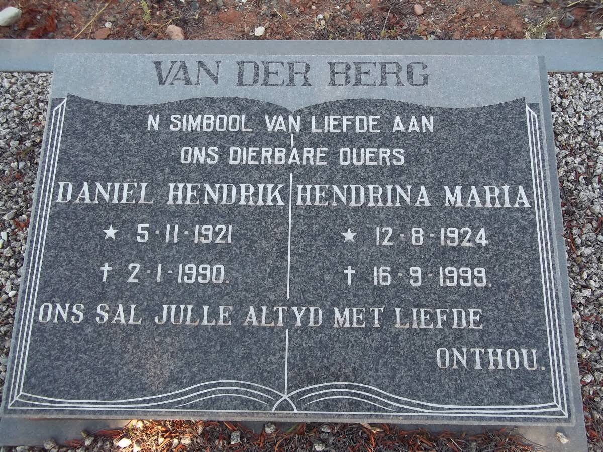 BERG Daniël Hendrik, van der 1921-1990 &amp; Hendrina Maria 1924-1999