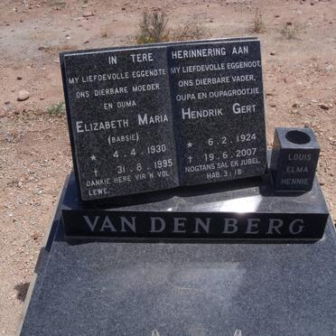 BERG Hendrik Gert, van den 1924-2007 &amp; Elizabeth Maria  1930-1995