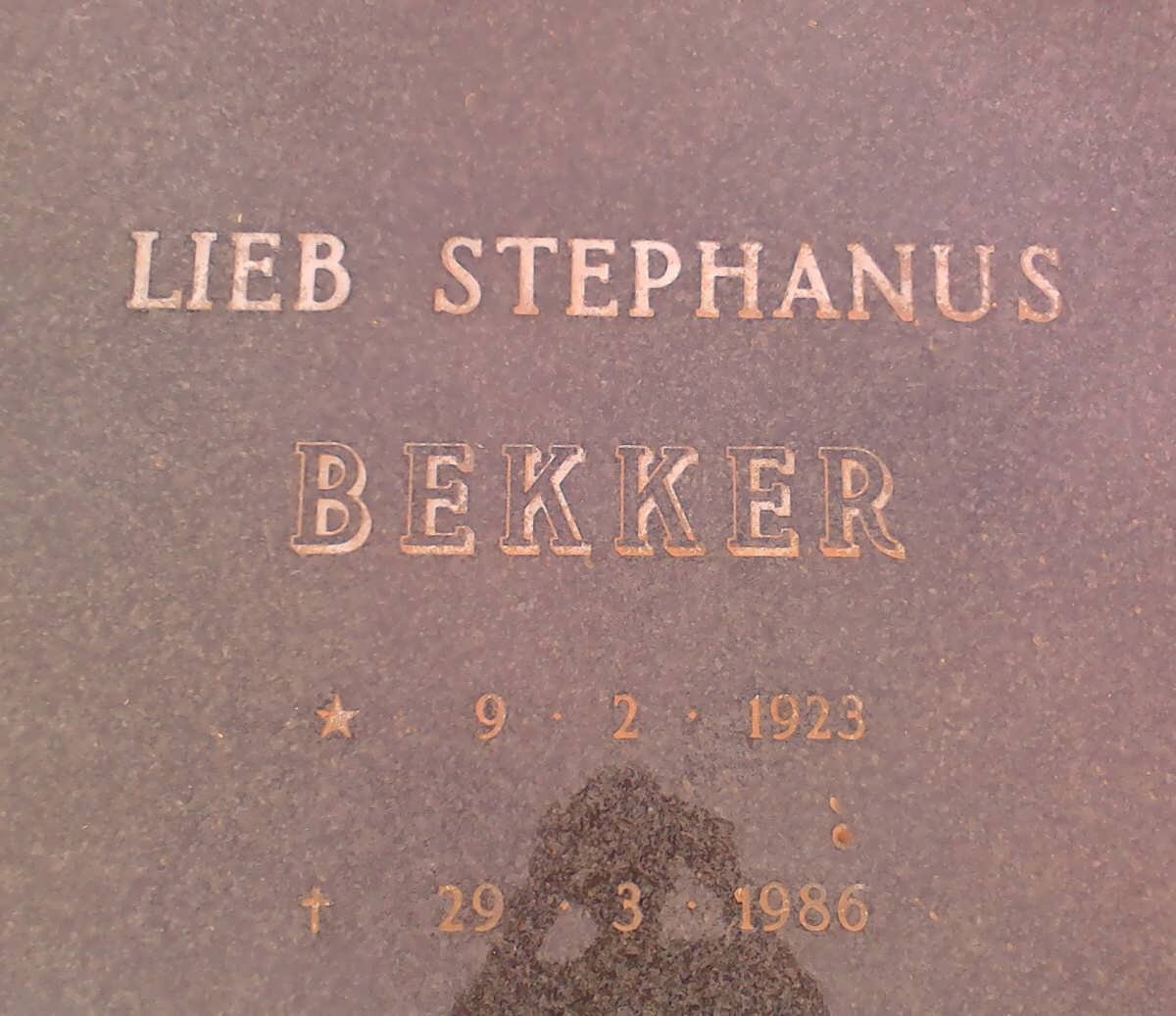 BEKKER Lieb Stephanus 1923-1986