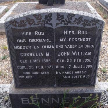 BENNETT John William 1892-1963 &amp;  Cornelia Margaretha Petronella 1895-1977