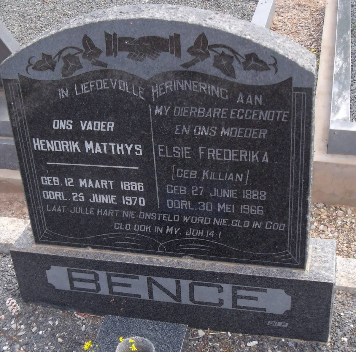 BENCE Hendrik Matthys 1886-1970 &amp; Elsie Frederika KILLIAN 1888-1966