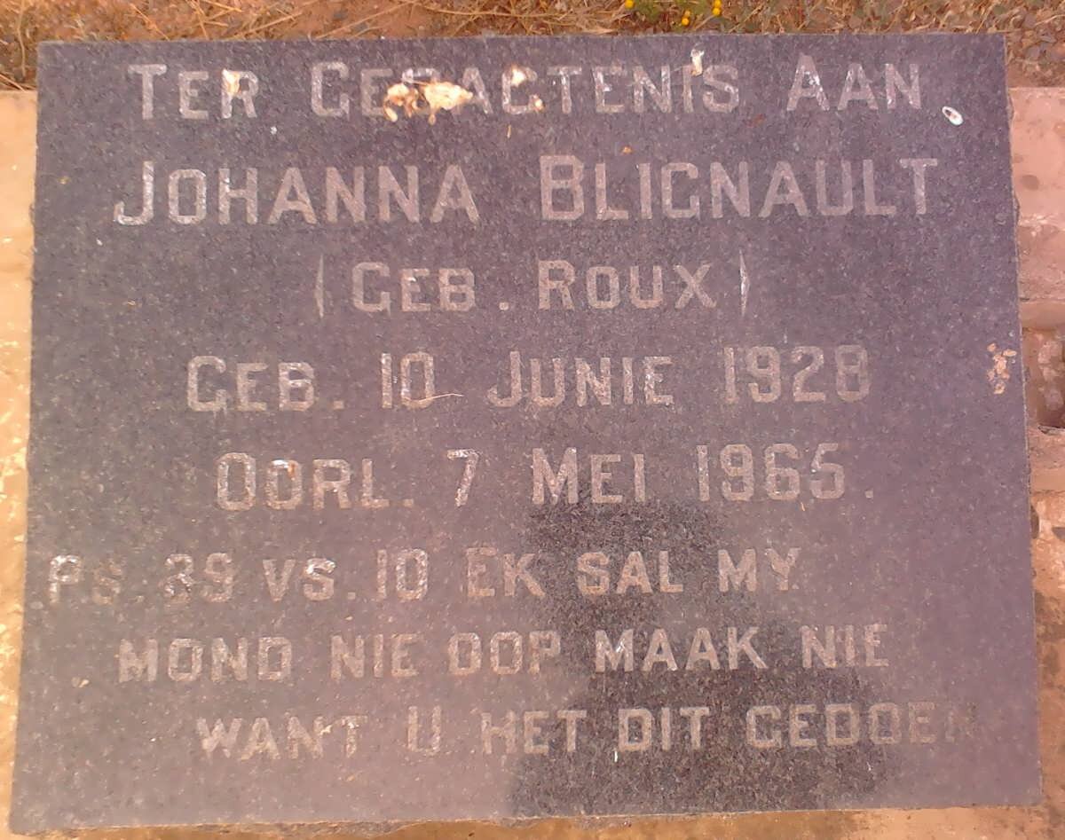 BLIGNAULT Johanna nee ROUX 1928-1965