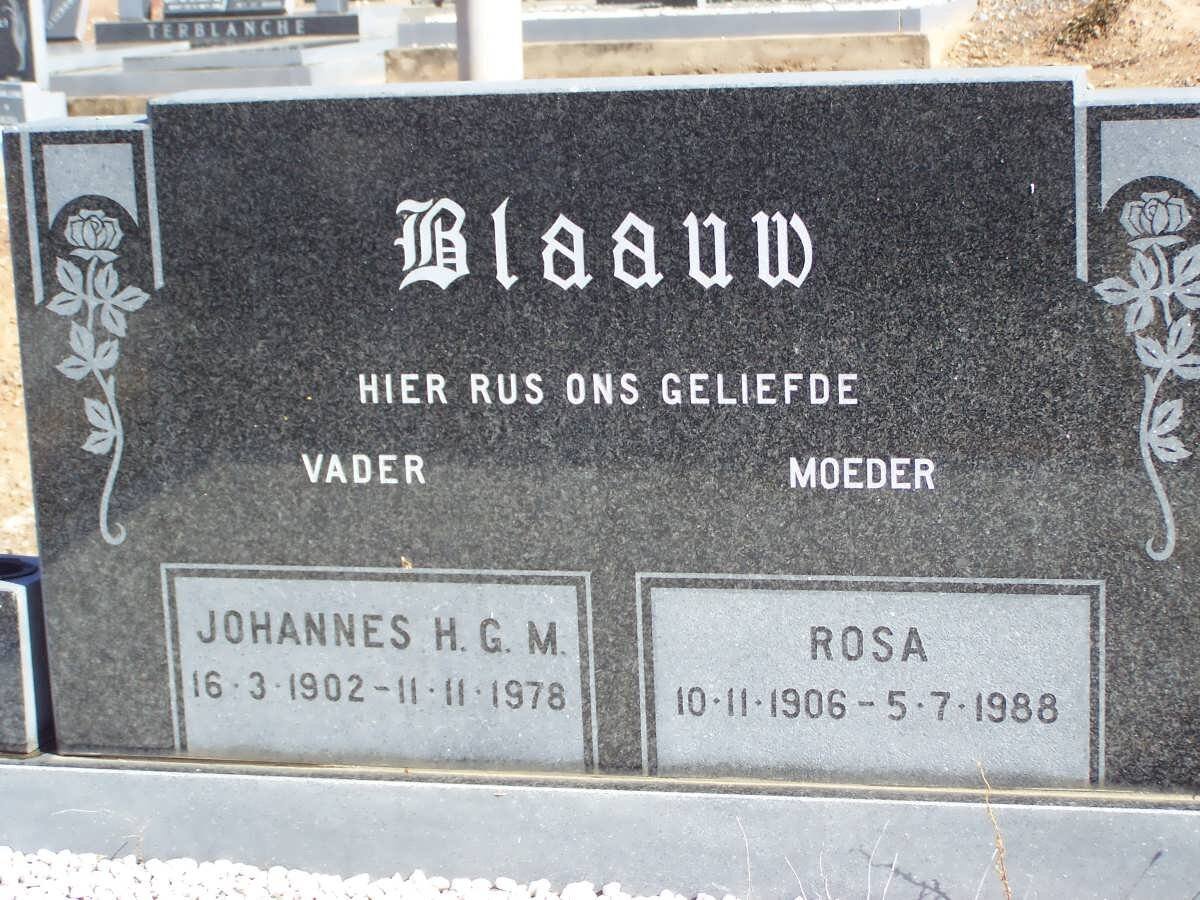 BLAAUW Johannes H.G.M. 1902-1978 &amp; Rosa 1906-1988