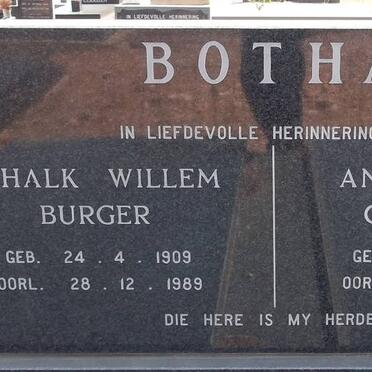 BOTHA Schalk Willem Burger 1909-1989 &amp; Anna Sophia Catharina 1911-1991