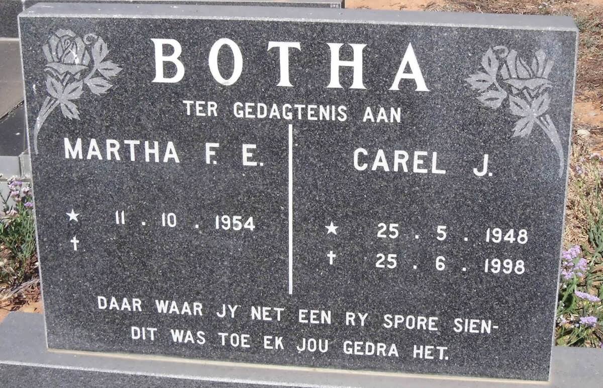 BOTHA Carel J. 1948-1998 &amp; Martha F.E. 1954-