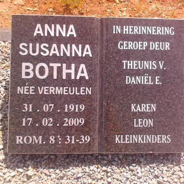 BOTHA Anna Susanna nee VERMEULEN 1919-2009