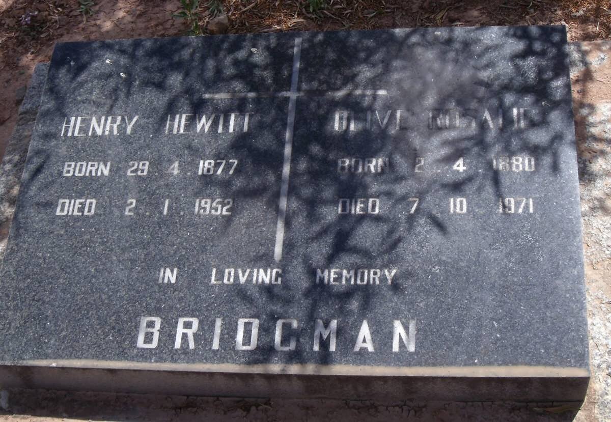 BRIDGMAN Henry Hewitt 1877-1952 &amp; Olive Rosalie 1880-1971