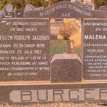 BURGER Willem Rudolf Jacobus 1898-1967 &amp; Malena Johanna BARNARD 1911-1996