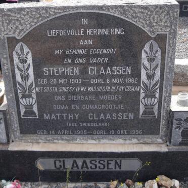 CLAASSEN Salomon Petrus Jacobus Stephanus 1903-1962 &amp; Martha Maria SWIEGELAAR 1905-1996