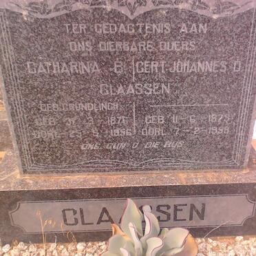 CLAASSEN Gerrit Johannes Daniel Philippus 1873-1958 &amp; Catharina Barendina GRUNDLINGH 1876-1956
