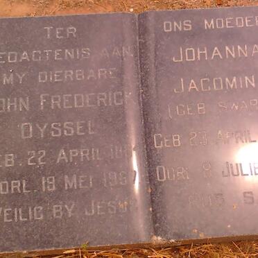 DYSSEL John Frederick 1884-1967 &amp; Johanna Jacoba SWART 1893-1973