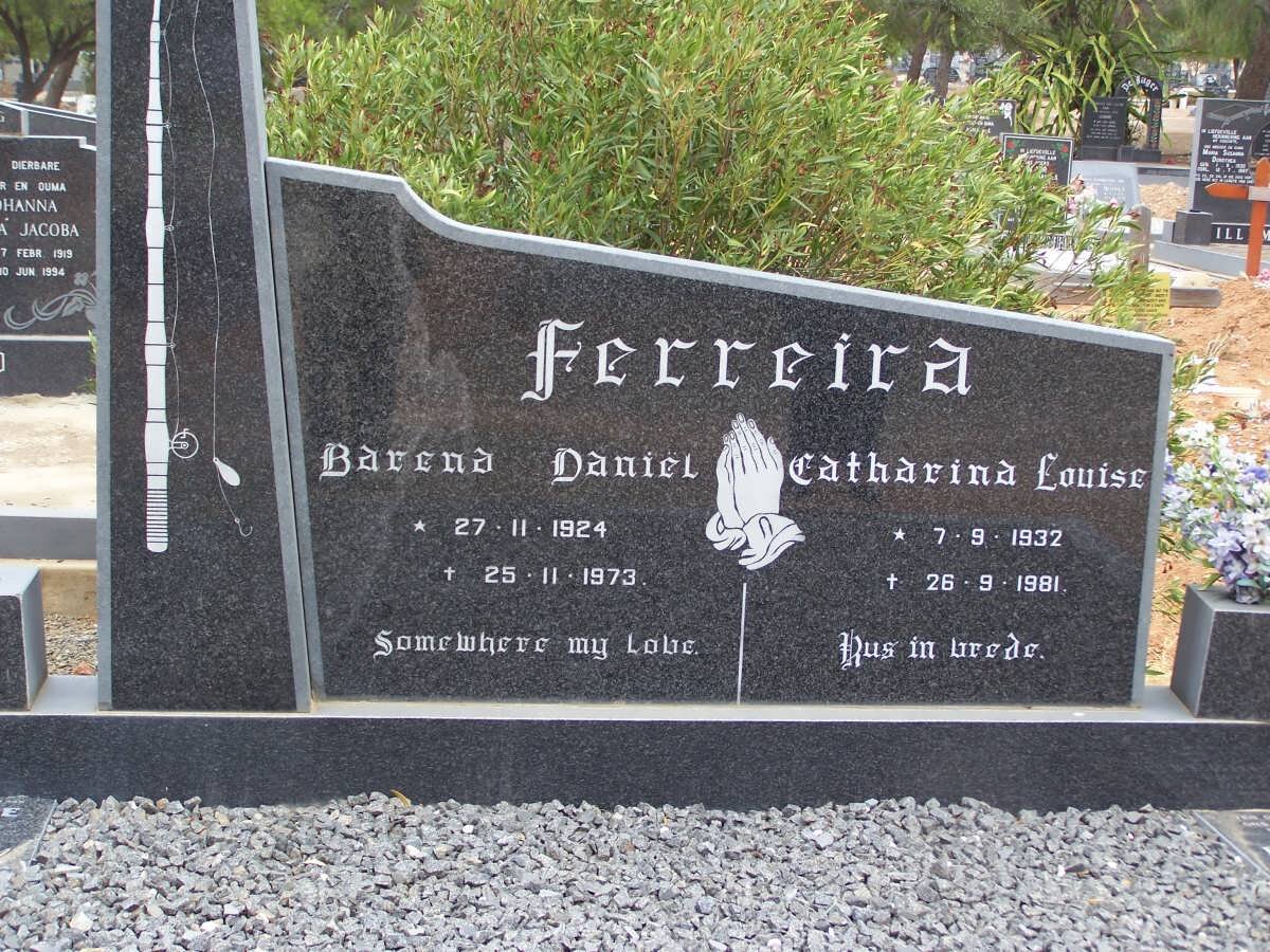 FERREIRA Barend Daniel 1924-1973 &amp; Catharina Louise 1932-1981