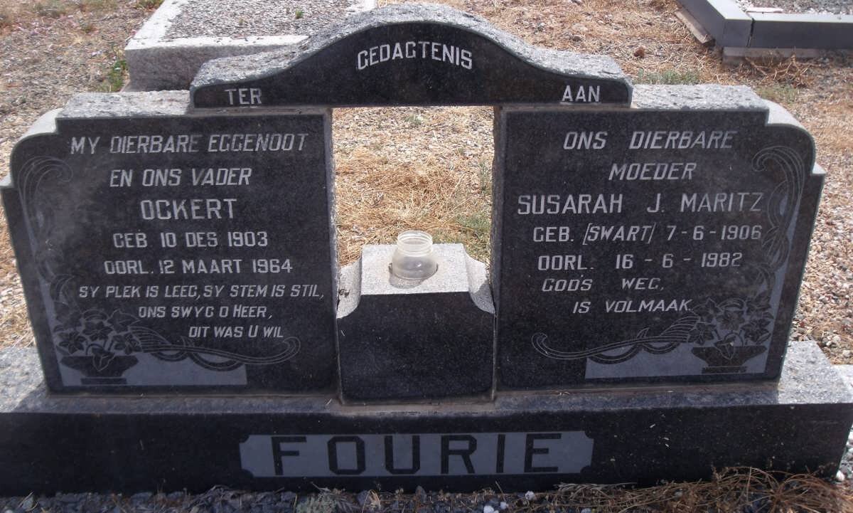 FOURIE Ockert 1903-1964 &amp; Susarah J. Maritz SWART 1906-1982