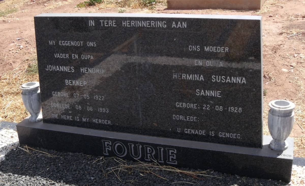 FOURIE Johannes Hendrik Bekker 1922-1993 &amp; Hermina Susanna Sannie 1928-