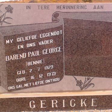 GERICKE Barend Paul George  1929-1979