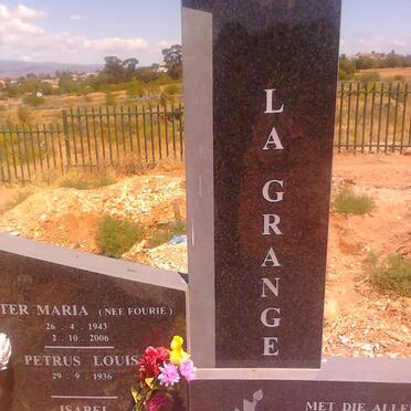 GRANGE Petrus Louis, la 1936- &amp; Ester Maria FOURIE 1943-2006 :: LA GRANGE Isabel 1979