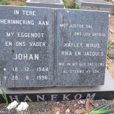 HANEKOM Johan 1944-1996