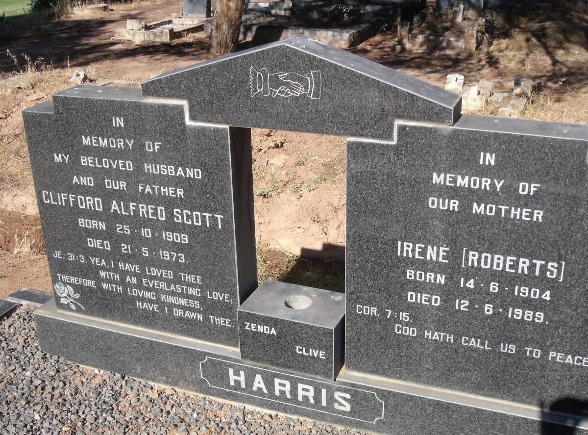 HARRIS Clifford Alfred Scott 1909-1973 &amp; Irene ROBERTS 1904-1989