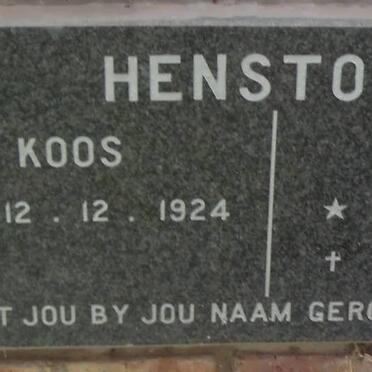 HENSTOCK Koos 1924- &amp; Jean 1926-1998