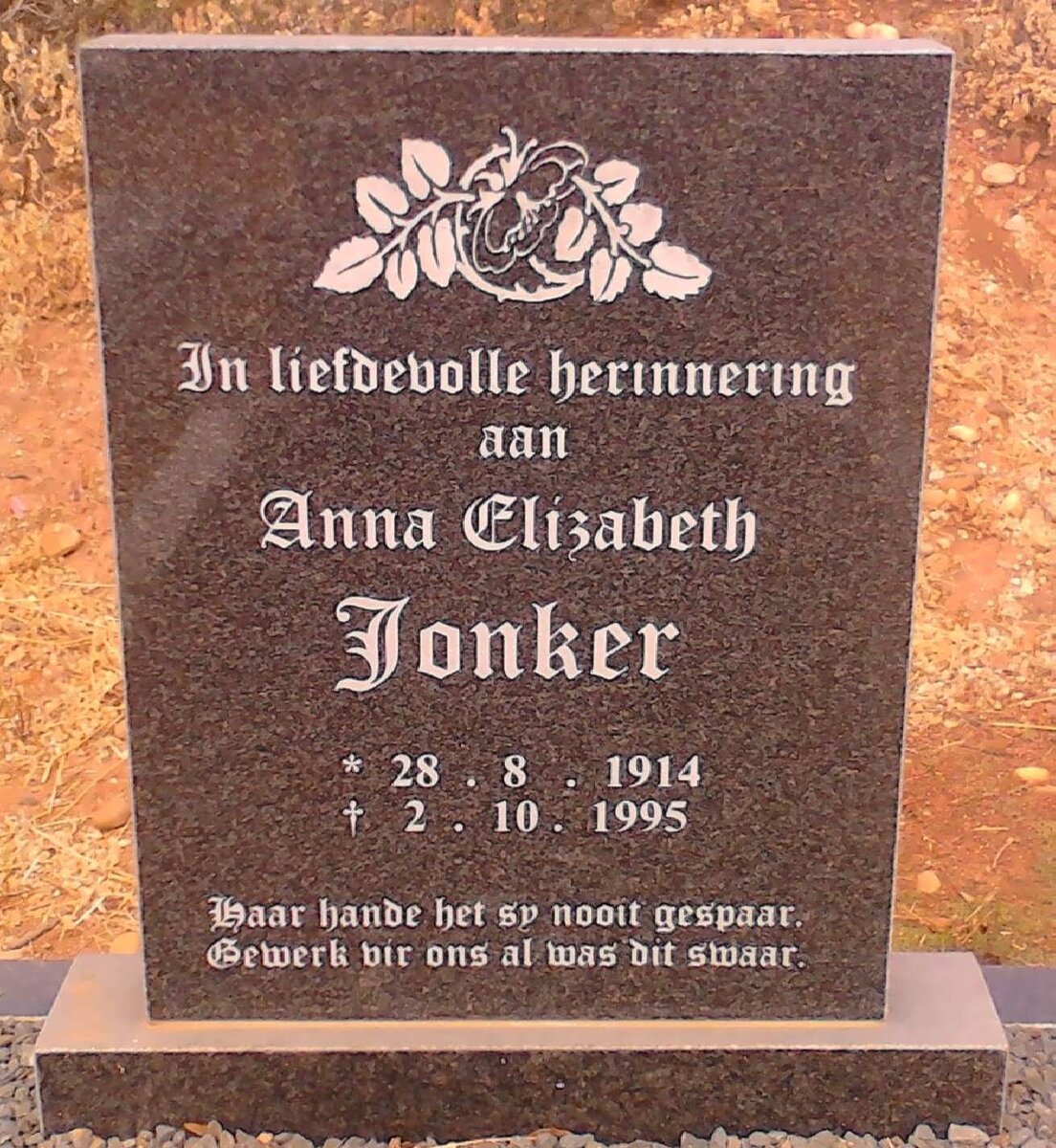 JONKER Anna Elizabeth 1914-1995