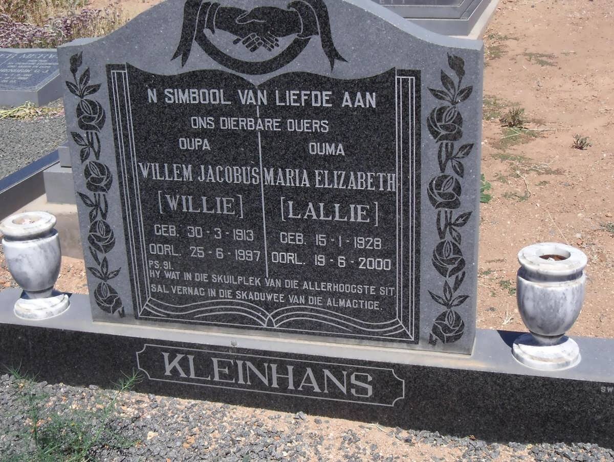 KLEINHANS Willem Jacobus 1913-1997 &amp; Maria Elizabeth 1928-2000