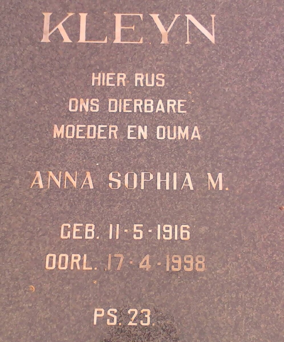 KLEYN Anna Sophia M. 1916-1998