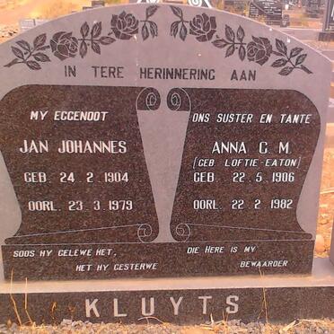 KLUYTS Jan Johannes 1904-1979 &amp; Anna C.M. LOFTIE-EATON 1906-1982