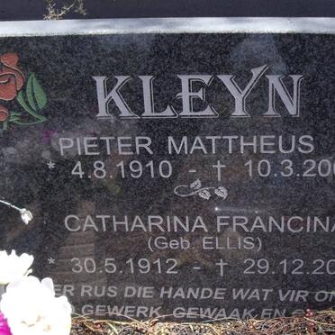 KLEYN Pieter Mattheus 1910-2001 &amp; Catharina Francina ELLIS 1912-2002