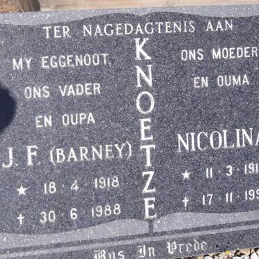 KNOETZE J.F, 1918-1988 &amp; Nicolina 1919-1991