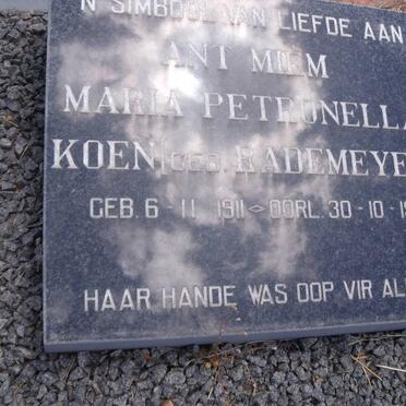 KOEN Maria Petronella nee RADEMEYER 1911-1999