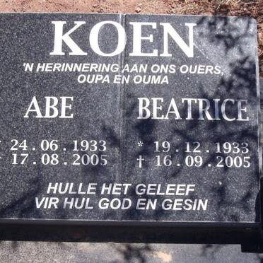 KOEN Abe 1933-2005 &amp; Beatric 1933-2005