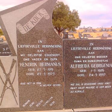 KOCK Hendrik Hermanus, de 1919-1975 &amp; Alfrieda Georgenia 1926-1997