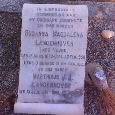 LANGENHOVEN Marthinus J.J. 1881-1959 &amp; Susanna Magdalena YOUNG 1879-1950