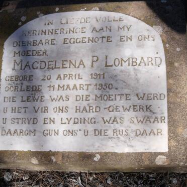 LOMBARD Magdelena P. 1911-1950