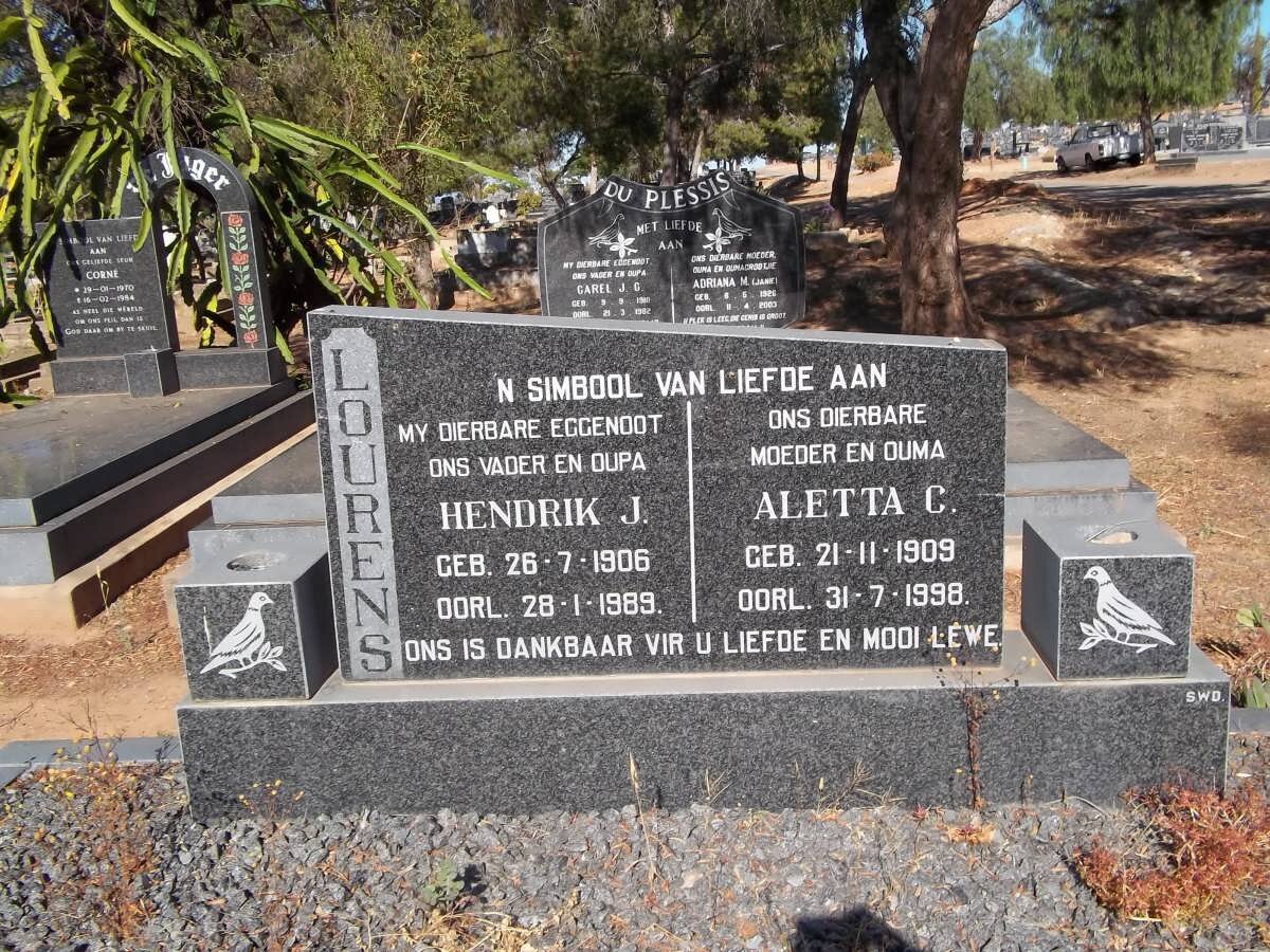 LOURENS Hendrik J. 1906-1989 &amp; Aletta C. 1909-1998
