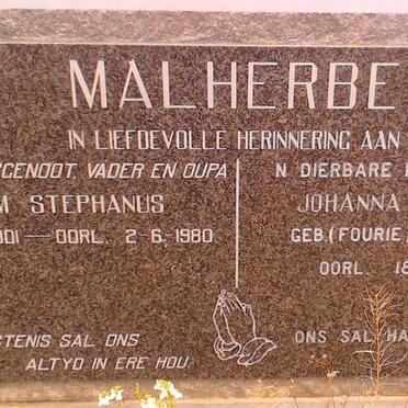 MALHERBE Willem Stephanus 1901-1980  &amp; Johanna Catharina FOURIE 1916-1992
