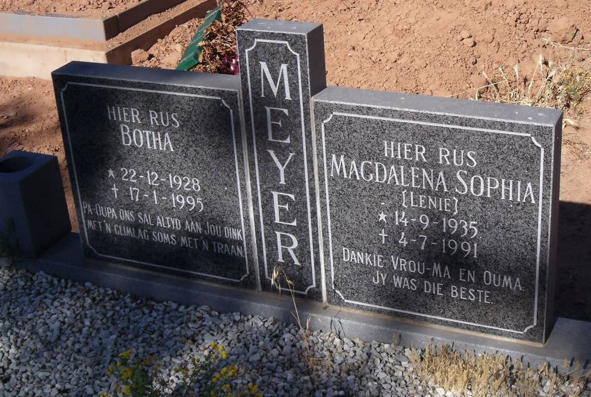 MEYER Botha 1928-1995 &amp; Magdalena Sophia 1935-1991