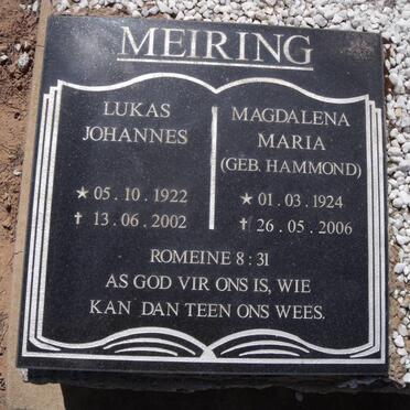 MEIRING Lukas Johannes 1922-2002 &amp; Magdalena Maria HAMMOND 1924-2006