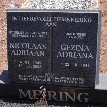 MEIRING Nicolaas Adriaan 1945-2005 &amp; Gezina Adriana 1947-