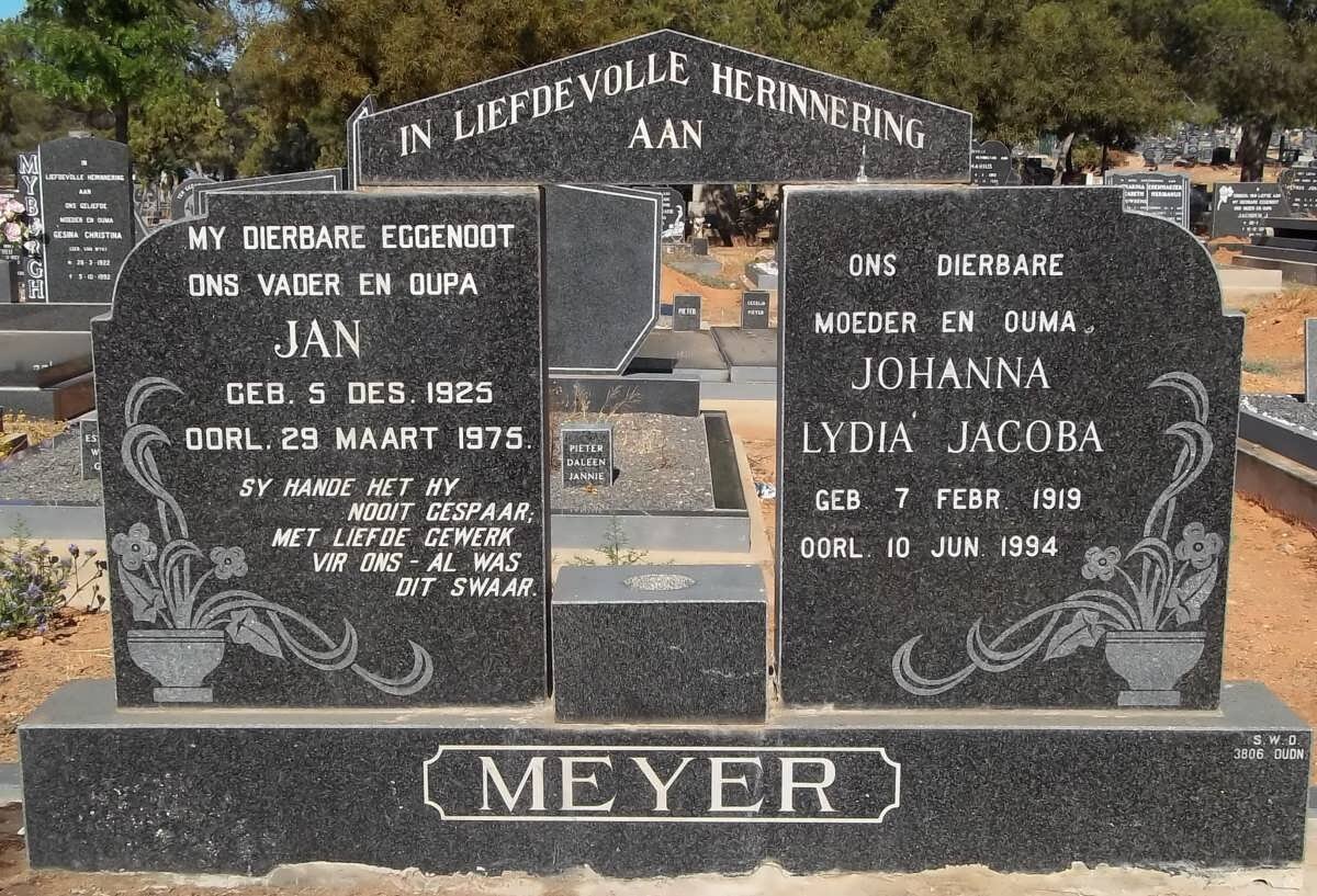 MEYER Jan 1925-1975 &amp; Johanna Lydia Jacoba 1919-1994