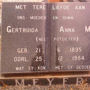 MEYER Gertruida Anna M.  nee POTGIETER 1895-1984