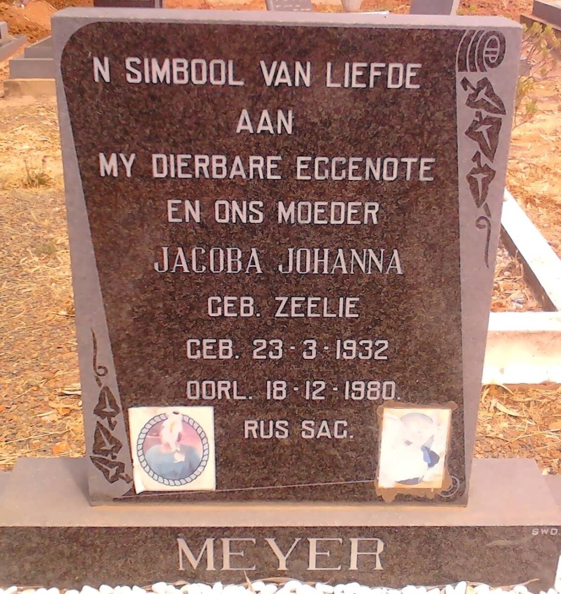 MEYER Jacoba Johanna nee ZEELIE 1932-1980