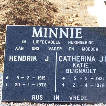 MINNIE Hendrik J. 1919-1978 &amp; Catherina J.M. BLIGNAULT 1921-1978