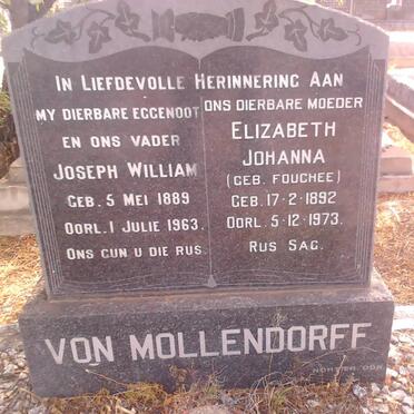 MOLLENDORFF Joseph William, von 1889-1963 &amp; Elizabeth Johanna FOUCHEE 1892-1973