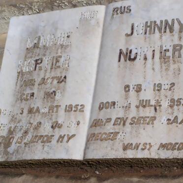 NORTIER Johnny 1902-1953 &amp; Mimmie BOTHA 190?-1952